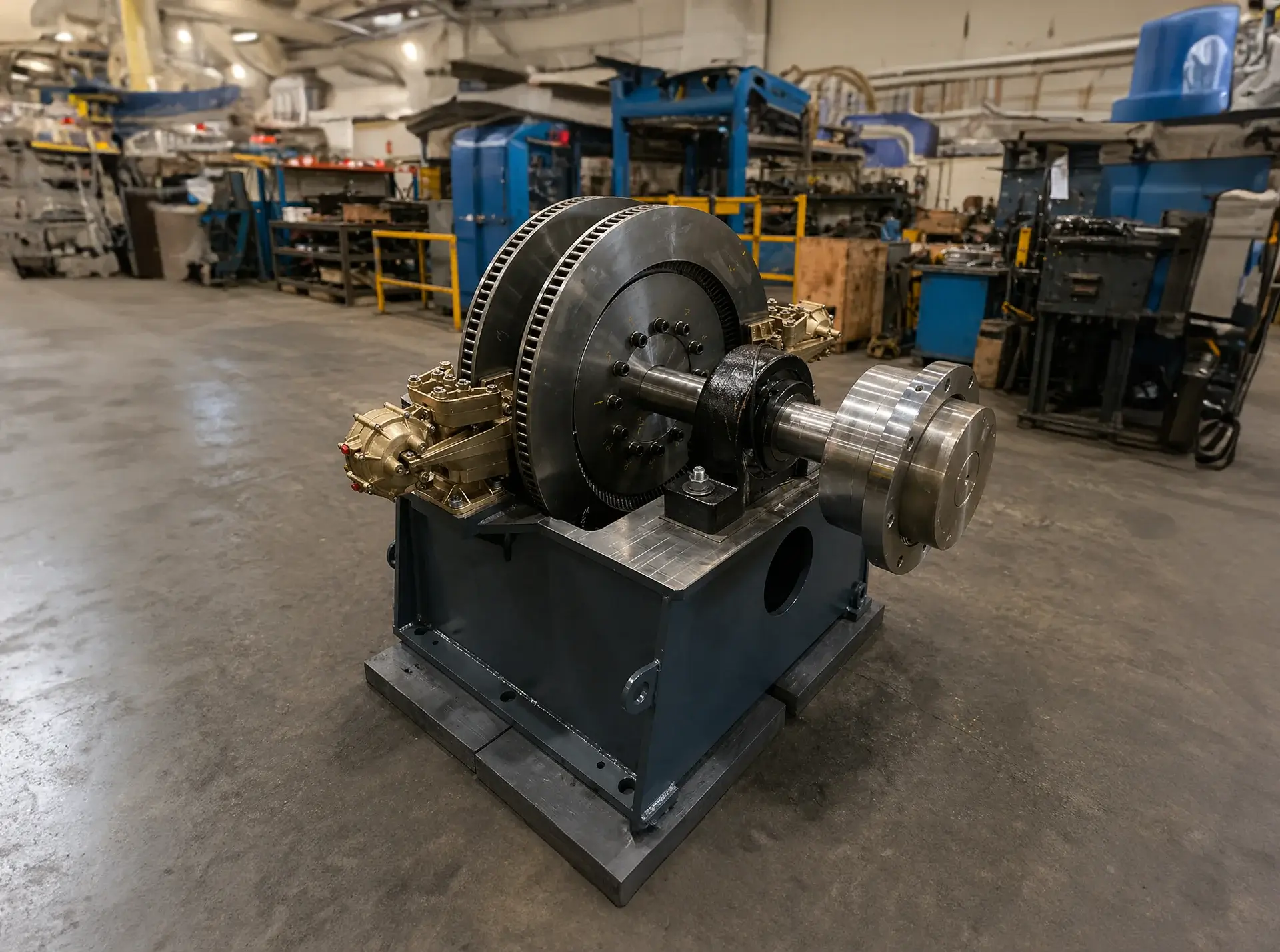 Industrial fan assembly inside a manufacturing facility.