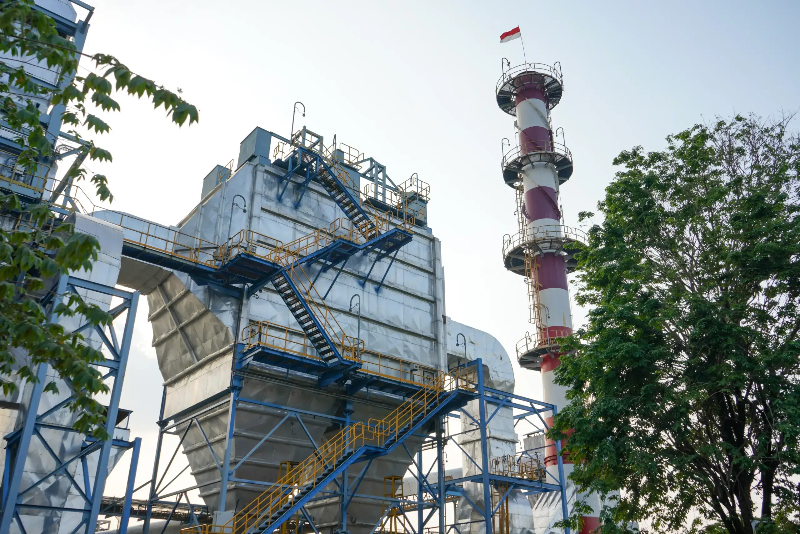 ESP modern factory with pipes and tanks